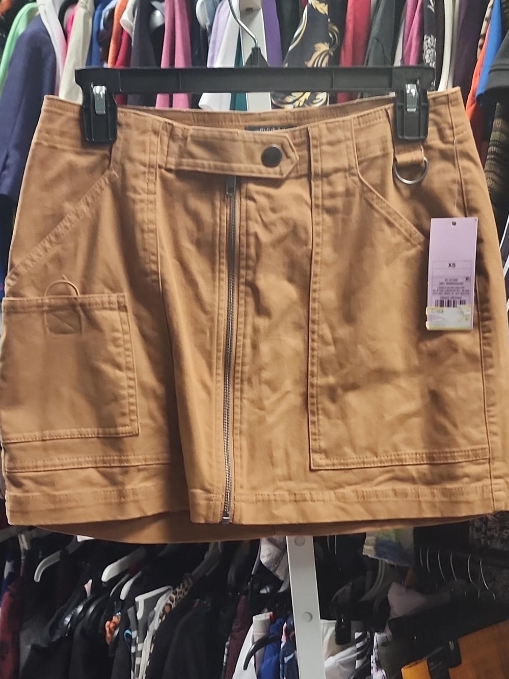 wild fable Tan Front-Zip Utility Mini Skirt
